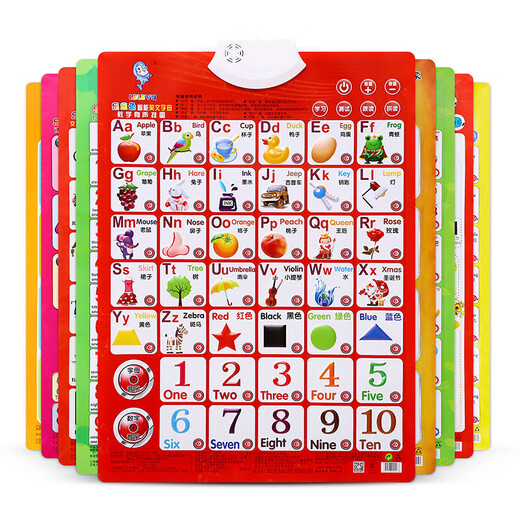 Children's concave audio frame chart cognitive early education toys pinyin number 1-100 learning point reading machine letter early education color shape (battery hook)