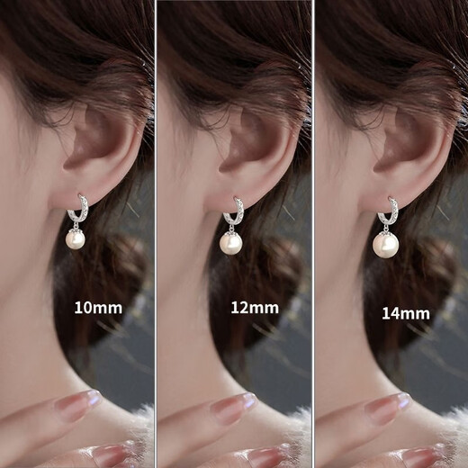 RSRDDY Old Phoenix 9999 sterling silver earrings, temperament, large pearl earrings, women's silver earrings, 2025 new light luxury earrings, sterling silver starry pearl earrings, the same style as Lao Fengxiang, 3.98 grams, with counter original gift box packaging + certificate