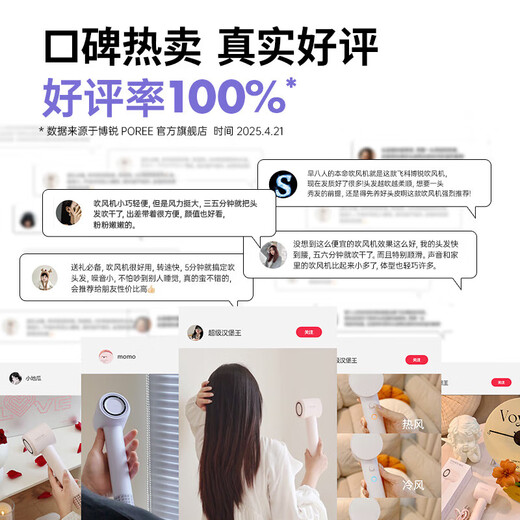 POREE high-speed hair dryer for household use with 200 million+ negative ions for hair care, strong wind, quick drying and noise reduction, portable high-power hair dryer as a holiday birthday gift for your girlfriend, NTC intelligent constant temperature system, True Love Powder PH1651