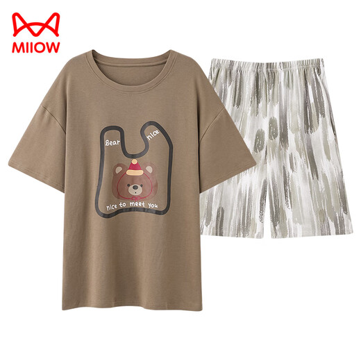 猫人（MiiOW）睡衣男士夏季纯棉薄款短袖青少年卡通2025新款家居服套装 A-844男 2XL
