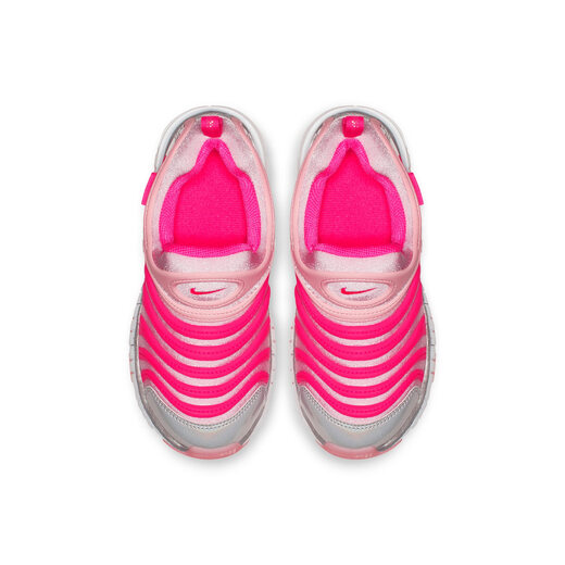 耐克（NIKE）官方毛毛虫男女童DYNAMO FREE幼童易穿脱运动鞋CI1187 686中柔粉/透明粉/白金色/金属银 28
