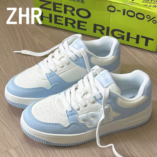 ZHR women's classic skateboard shoes thick sole heightened student couple date casual shoes American street style white 38