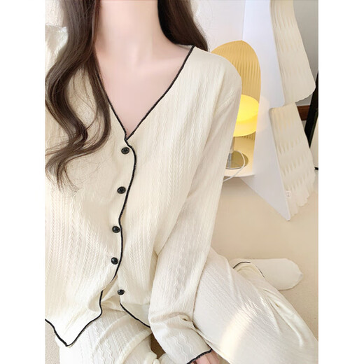 Victoria's Secret (Victoria's Secret) Little Flavor Apricot Pajamas Pajamas Pajamas Primavera y otoño 2025 Nuevo estilo de manga larga integrada Conjunto de casas YM9921-APRICOT (con almohadilla de cofre) l [sugerido 90-105Jin [Jin equivale a 0.5 kg]]]