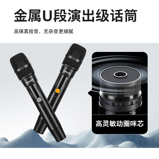 Philips outdoor stage high-power square dance audio mobile portable trolley commercial conference speaker wireless Bluetooth high volume karaoke amplification with dual microphone SD170PRO 12-inch bass + horn tweeter