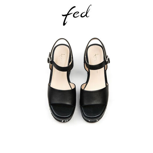 FED strap leather sandals summer new style women's shoes sequin thick-soled heeled sandals women's D0426-YA687