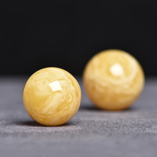 ZHIO原矿俄料蜜蜡大圆珠单珠金刚菩提猴头手串隔珠锁骨吊坠配珠 约18.8mm编号9274 地大证书