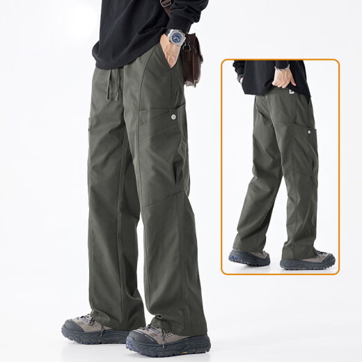 Pantalones casuales europeos y americanos de Charlotte para hombres en verano delgada solta 2025 Marca de moda NUEVA PANTANDES DE CARGA ENTERA AUTALES 9857B NEGRO [Summer delgado] XL 120Jin [Jin iguala 0.5 kg] -135Jin [Jin equivale a 0.5 kg]
