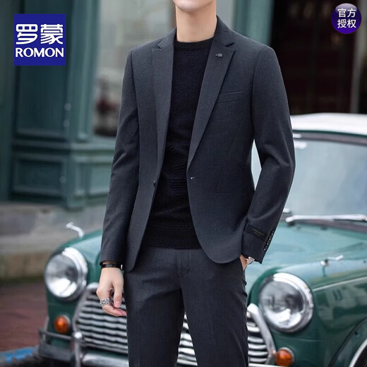 Romon (Romon) Casual Blazer Herrenanzug koreanischer Stil schlanker und gutaussehender trendiger formeller Tops ein Stück Spring und Herbst Black [Top] XL empfohlen [141-160jin [Jin ist 0,5 kg]]