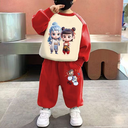 
Ultraman Nezha Devil Child's Sea Boys Set Spring and Autumn Clothes 2025 New Sweatshirt Loose Children's Girls Casual Korean Style Trend Hot Selling Green Set 140 Height 130-140cm Age 8-9 years old