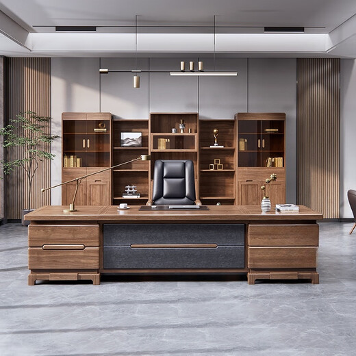 All solid wood desk boss desk office combination president desk simple general manager office furniture high-end executive desk 2.0 boss desk