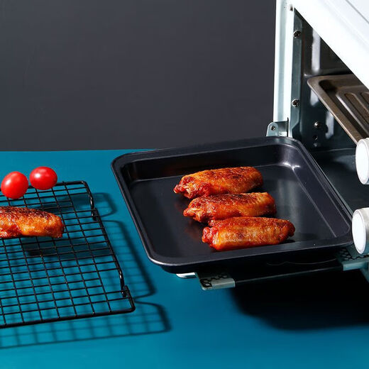 Household food-grade non-stick baking pan for oven with non-stick rectangular mold flat bottom grill pan water tray small black baking pan