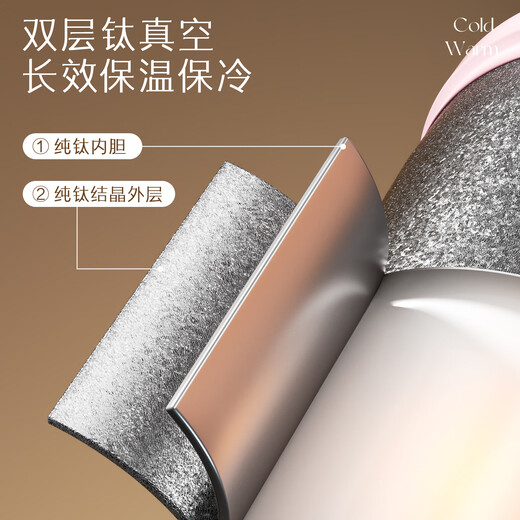 NRMEi titanium cup insulated straw cup coffee cup large capacity pure titanium cup inside and outside pure titanium high-end souvenir gift high-end water cup Flower Language 710ml