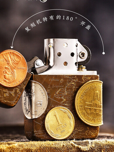 OIMGZIPP Light Light personnalisé Classic Style Ancient Silver ZP Zhibao Kerosène Lettrage en cuivre pur à la vent