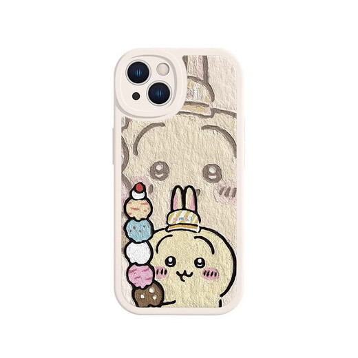 Ikaji ikawa iPhone 16 Promax pareja Case de teléfono Usachi dibujos animados lindo silicona 15p [blanco antiguo] Usachi-MH4884 Apple 15Pro