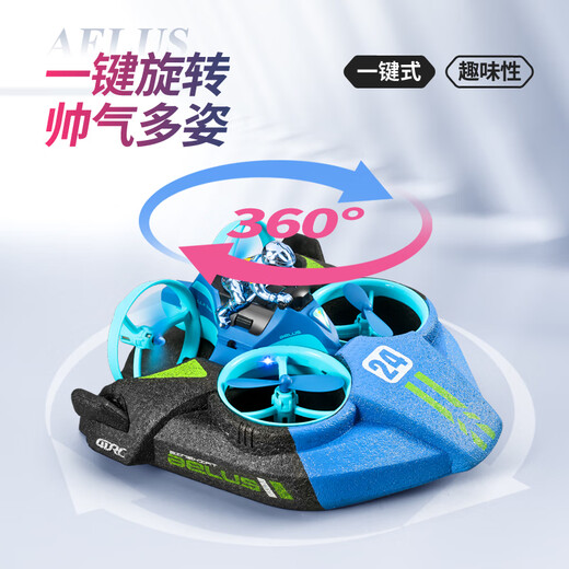 Control remoto de aerolíneas europeas Barco de control remoto de alta velocidad Boy Electric Boy Regalo niños Modelo de juguete de agua Terrela de agua y aire Tres en uno Control remoto Azules Double SCULL Speed ​​Speed ​​Battery Battery Control remoto Batería