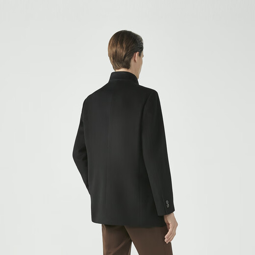 Rimba Men's 100% Sheep Wool Solid Color Business Lapel Woolen Coat for Men | BFWG3313 Black M