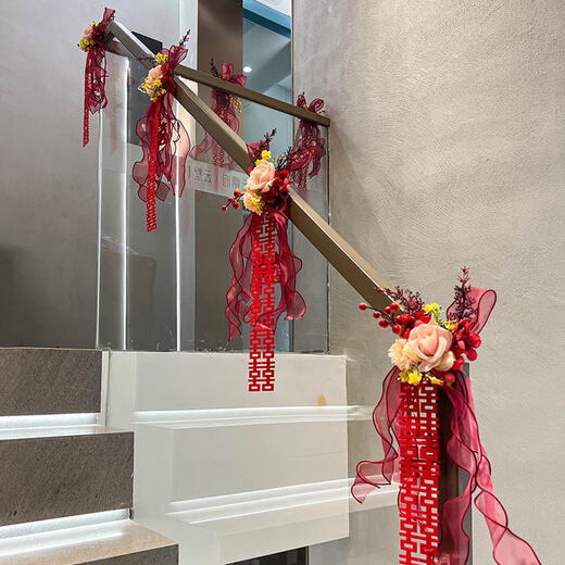 SANQIHU Escalera de boda Decoración del pasamanos de la boda escena del diseño de la boda del lazo del panal