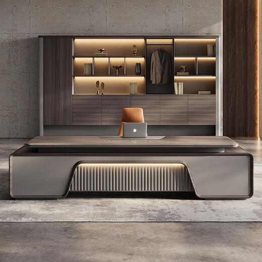 Aosenming boss desk desk light luxury chairman executive desk high-end leadership office furniture president desk workbench 2.4 meters double cabinet boss desk