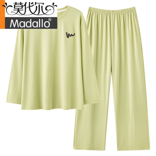 Modal anti-mite pure cotton couple pajamas for women spring and autumn long-sleeved cardigan autumn and winter casual men's home wear suit 7E2694 female-double length M