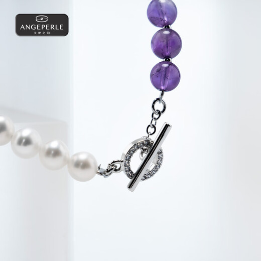 Angel's Tears Freshwater Pearl Bracelet Amethyst Bracelet for Women Nearly Perfect Round Pearl Bracelet Birthday Gift for Girlfriend and Best Friend