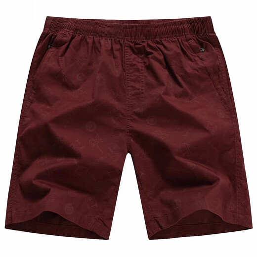 Tommy Hee Kelly Fünf-Punkte-Hosen für Herren Sommer Pure Cotton High-End Red Beach Mid-Sports Sport Home Shorts Lose Shorts, Burgund 9277 Taschen mit Reißverschluss L 90-120jin [Jin gleich 0,5 kg]