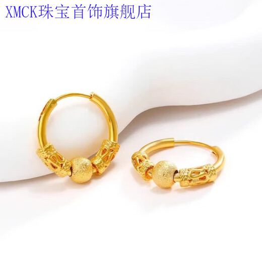 XMCK old phoenix gold-plated silver new earrings gold earrings lucky transfer mom girlfriend gift earrings earrings gold belt beads is a pair