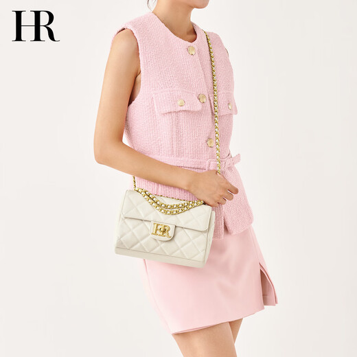HR Helena Bag Women's Bag Fashionable and Versatile Diamond Chain Bag Women's Armpit Top Layer Cowhide One-Shoulder Crossbody Women's Bag