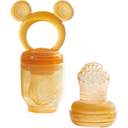 Baby Obstnahrung ergänzende Ausrüstung Bissbeutel Biss Spiele Schnuller Frucht Gemüse-Saft Artefakt Baby-Bissvorrichtung [antibakterielles Silikon] Bär [l] 1 Pack