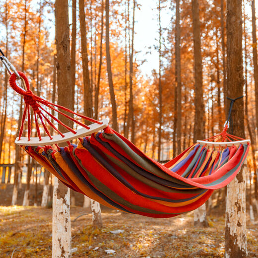 Hammock Outdoor Double Adult 500Jin [Jin equivale a 0.5 kg] Campo anti-rolling Swing Camping Hammock Cat Hammock Rocking Rock Red 240*150cm [pico de pato + palo doblado] [Enviar bolsa de almacenamiento + cuerda de corbata]