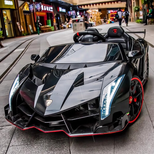 Hoyos German high-end Lamborghini children's electric car four-wheel car with remote control for boys and girls, baby can sit on it, four-wheel drive black - lithium battery scissor door + remote control + plastic