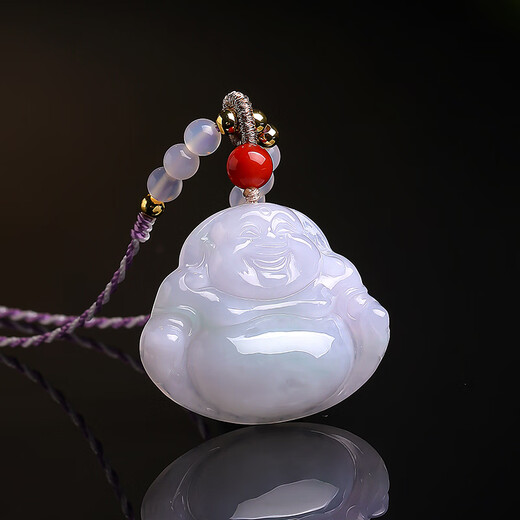 Pure Heart Stone Guaranteed Price 11.11 Goods A Jade Buddha Pendant Spring Belt Colorful Smiling Mouth Ever Open Maitreya Buddha Jade Pendant Comes with Certificate