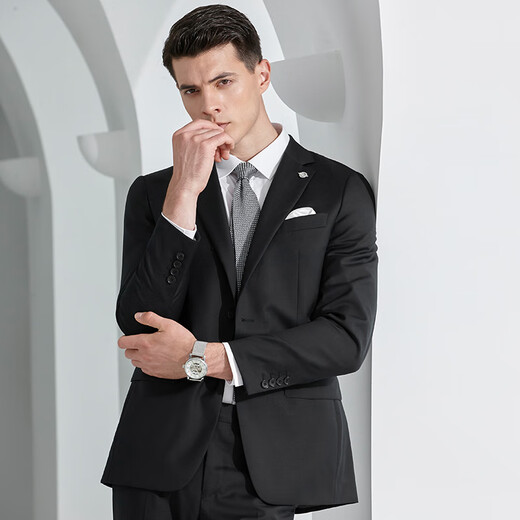 Angel Bird Business Formal Men's Suit (Top) Groom Wedding Suit KEBB241001U Black 44A