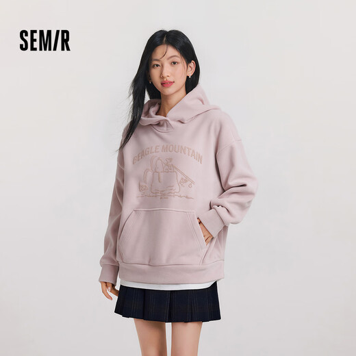 Semir Snoopy series sweatshirt women's mid-length fake two-piece pattern winter oversize polar fleece 101724116019