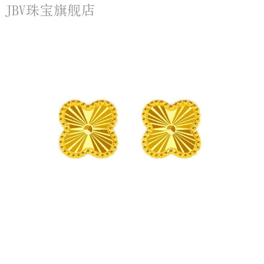 JBV Old Phoenix Pure Gold Clover Earrings Gold Diamond Four-leaf Clover Ear Hook New Style 999 0.01g Diamond