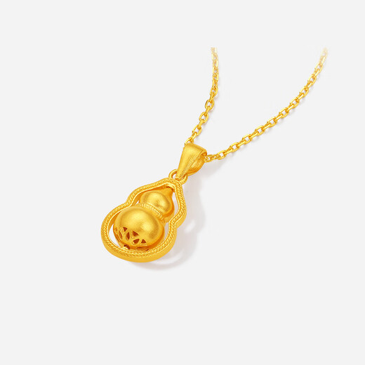 Saturday Fortune (ZLF) yellow 18K gold gourd pendant for women, simple temperament, light luxury chain pendant for girlfriend holiday gift pendant (chain not included)