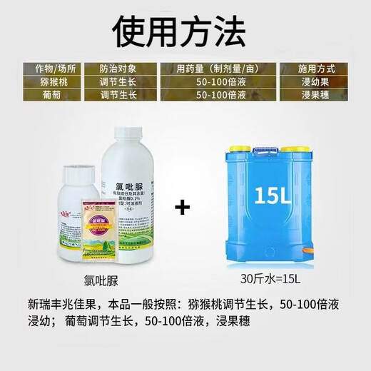 Zhaojiaguo clofenuron Xinruifeng Zhaojiaguo fruit-setting medicine for grapes special flower-preserving and fruit-preserving watermelon and kiwi fruit enlarging agent 1L (12 bottles 1 box)