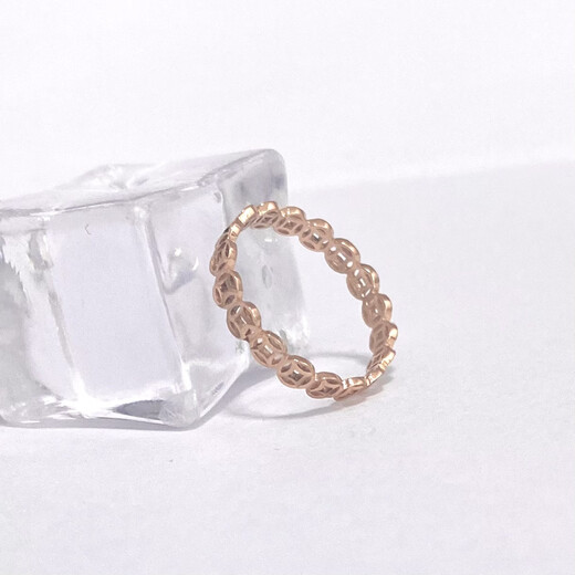 Chili Jewelry 18k gold platinum gold rose gold hollow copper coins make you rich soon ladies pair ring tail ring 18K rose gold 15# 1.23g