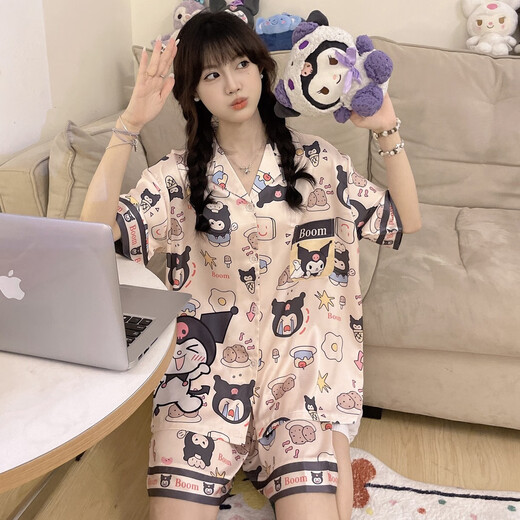 Ran Yilans gleiches Stil wie Kulomi Ice Seidenpyjamas für Frauen im Sommer kurzärmelige INS süße Internet-Promi-Stil simulierte Seiden-Heimkleidung Sommer