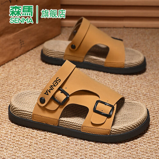 森马凉鞋男高级感夏季轻奢防滑运动踩屎感拖鞋外穿休闲两用开车沙滩鞋 棕色 （旗舰款） 42
