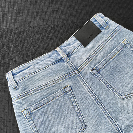 MeiYANG (MEIYANG) Xiaguo No. 4 denim shorts, extra-deep orchid-small texture A-line casual pants, light blue M