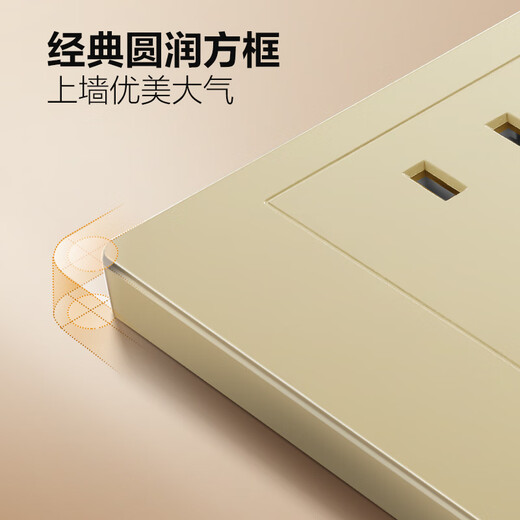 公牛（BULL）开关插座 G07系列 10A斜五孔插座86型插座面板 G07Z223AS 香槟金