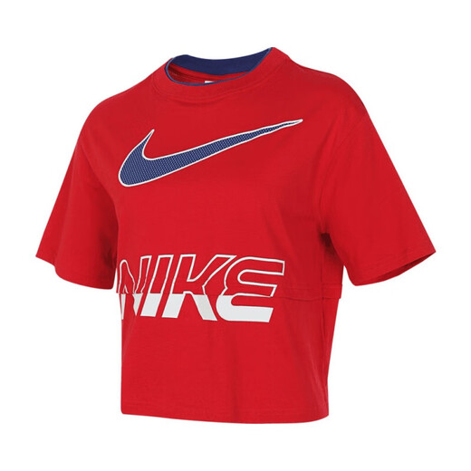 耐克（NIKE）短袖T恤女装2025夏季新款运动服针织透气圆领休闲上衣半袖 纯棉HF6291-687红色 S