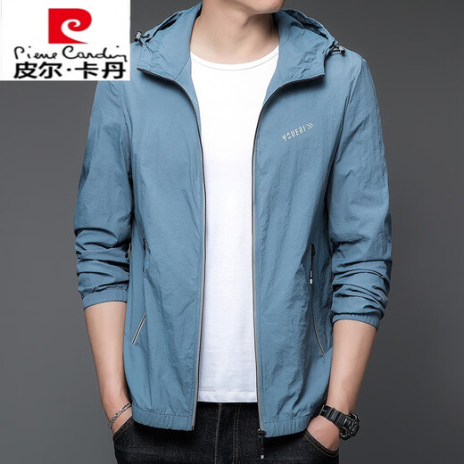 
Pier Cardin high-end brand sun protection clothes for men in summer thin outdoor ice silk hooded purple protection. Outer sun protection jacket N9928 mist blue M 170 105-120Jin [Jin equals 0.5 kg]