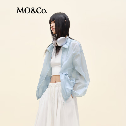 
MO/Co.[active series] Jacket 2025 autumn new product UPF50+ sun protection outdoor hooded jacket MBE3JKT025 Ice gray blue XS /155