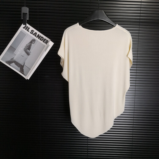 Yimuqi Lazy Style Bat Sleeve Waisted Ice Wire Sweater Women's Summer New Irregular Loose Short Sleeve Black 9221 One Size One Size