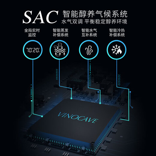 Vinocave cigar cabinet constant temperature moisturizing cigar cultivation with fingerprint lock imported cedar box precise ammonia removal cigar humidifier small home smart Wi-Fi remote V1 entry player smart cigar cabinet 50L