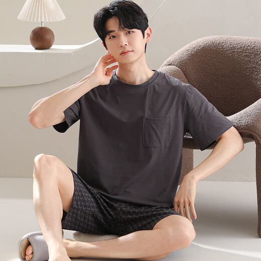 七匹狼（SEPTWOLVES）睡衣男莫代尔短袖短裤睡衣男薄款男款冬天高品质短袖套装家居服潮 Y9720莫代尔短袖短裤 L (100-130斤)