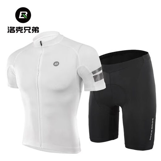 
RockBROS Summer Bike Cycling Suit Short Sleeve Shorts Men and Women Mountain Highway Clothes Bicycle Equipment White Overalls Set XL