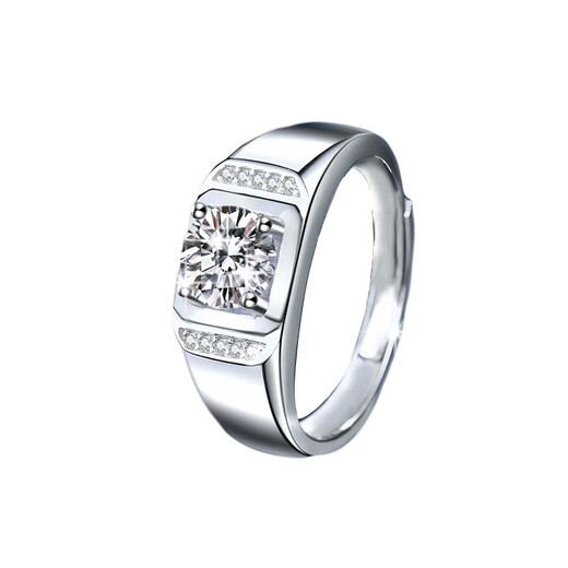 EothPT950 Platinum One Carat Moissanite Diamond Ring Men's Platinum Ring Valentine's Day Birthday Gift for Boyfriend PT950 Platinum Men's Moissanite Ring + Certificate