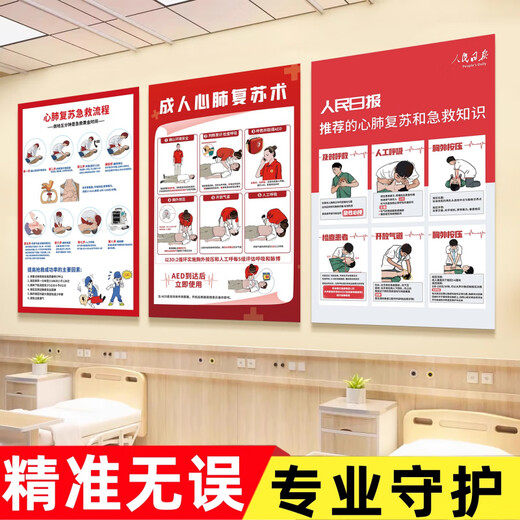 Sijieheimlik First Aid Method Baby Picture Wall Poster Painting Children's CPR Home Safety Knowledge Wall Sticker Q3881 CPR Model 11 [40x60cm Wood